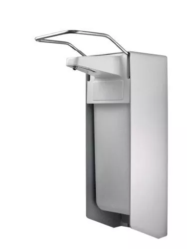 TEMDEX Desinfektionsmittel- & Seifen-Spender Aluminium, 1.000 ml, kurzer Armhebel, Kunststoffpumpe